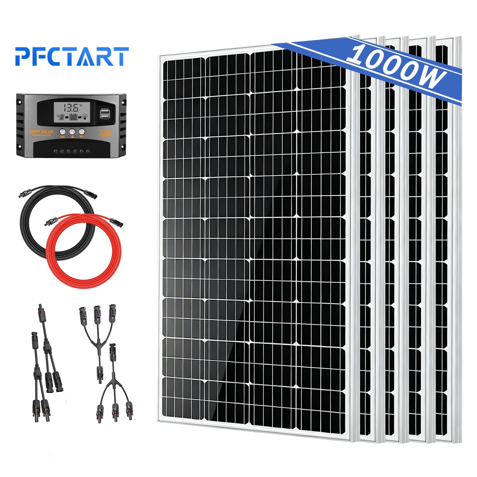 1000 Watts Solar Panel Kit 12V Battery Charger w/Controller Caravan Boat RV Home