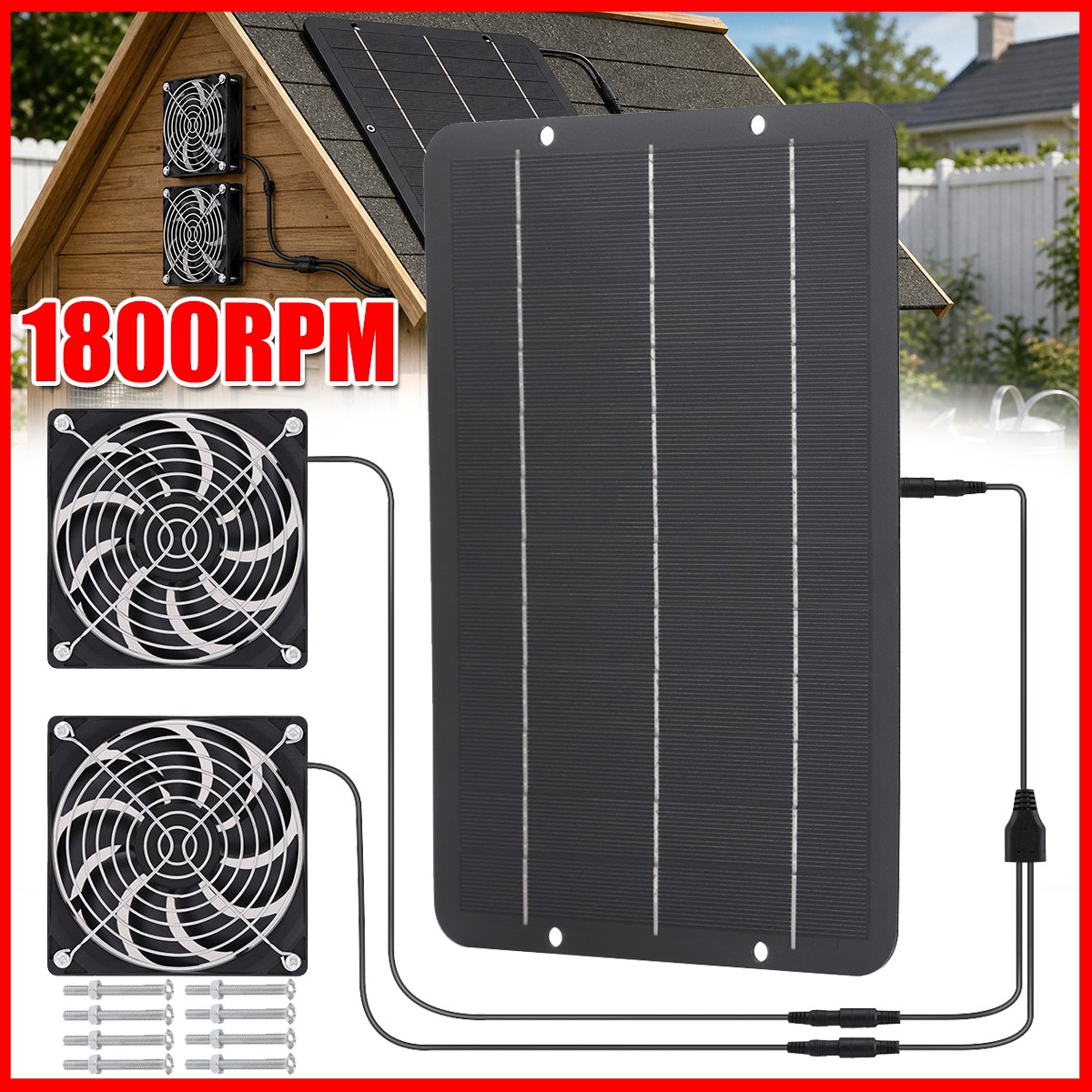 Solar Powered Fan Kit IP65 Weatherproof Intake or Exhaust Air Fan for Coops NEW