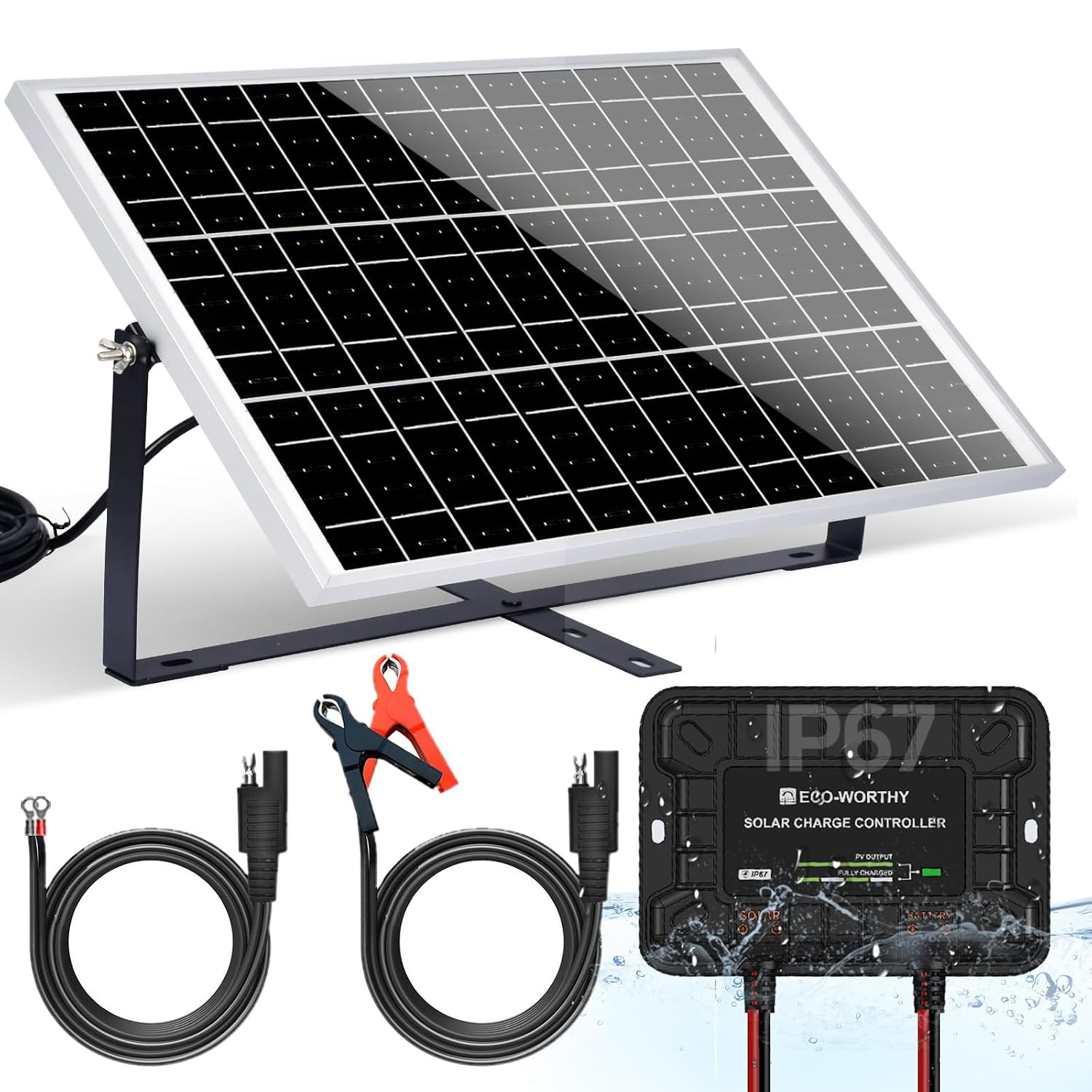 Solar Panel Kit 25W 12V Solar Battery Charger Trickle Maintainer, 25W Solar Pane