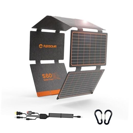 Portable Solar Charger with USB-C/USB-A QC3.0/DC 20 60W Foldable Solar Panel