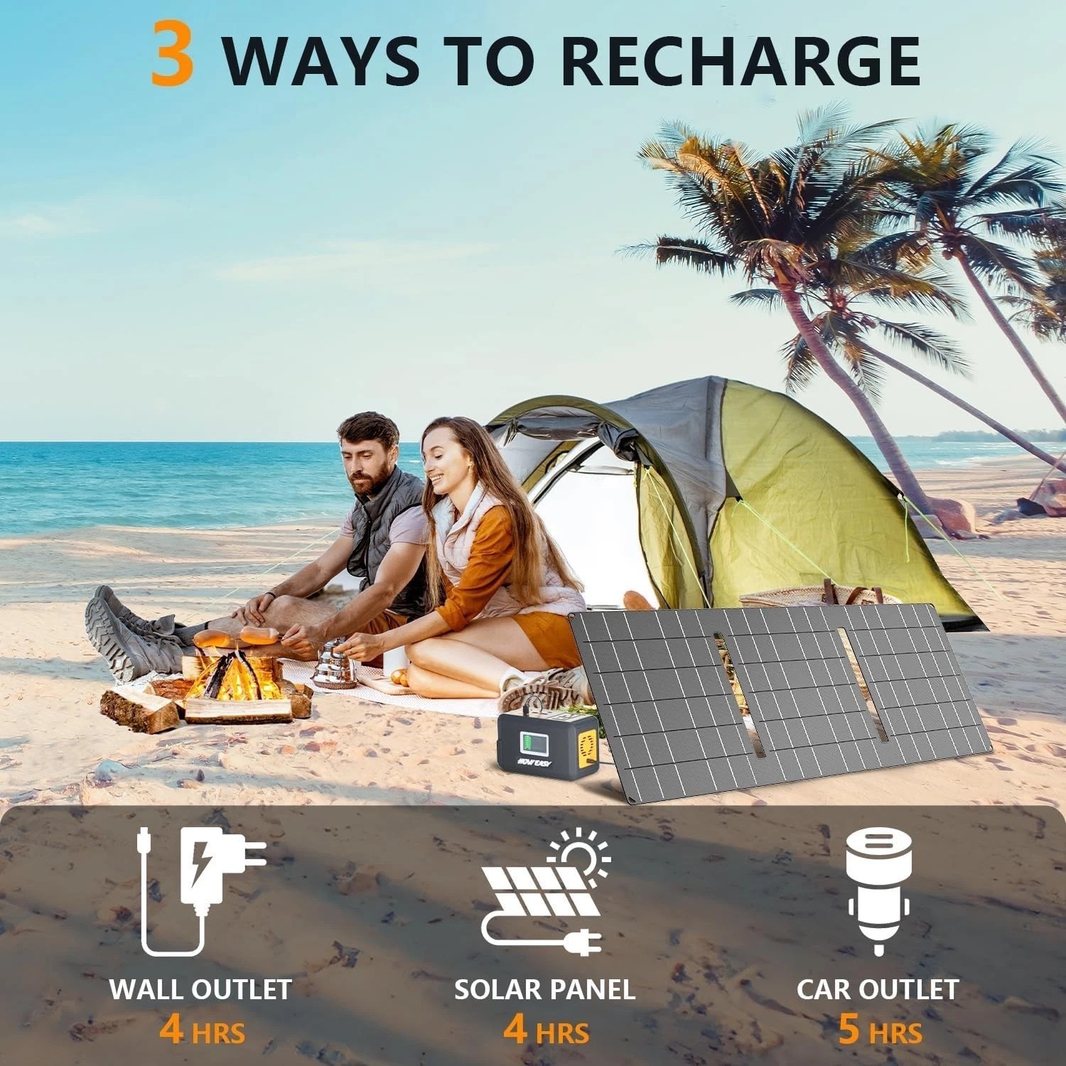 Lightweight 120W Portable Solar Power Station – Ideal for Camping and Emergency