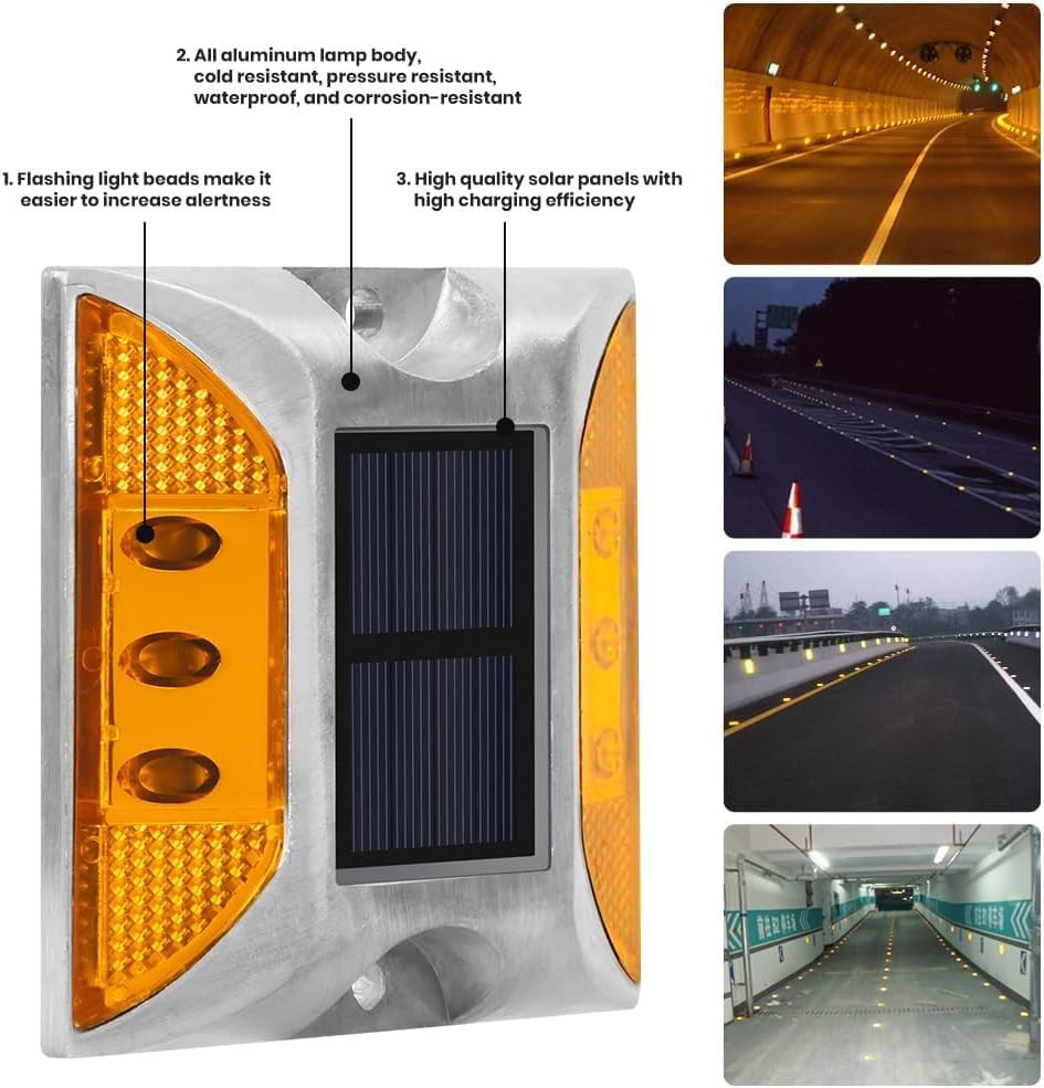 High Brightness Solar Road Markers – Waterproof Reflective Lights (6 Pack)