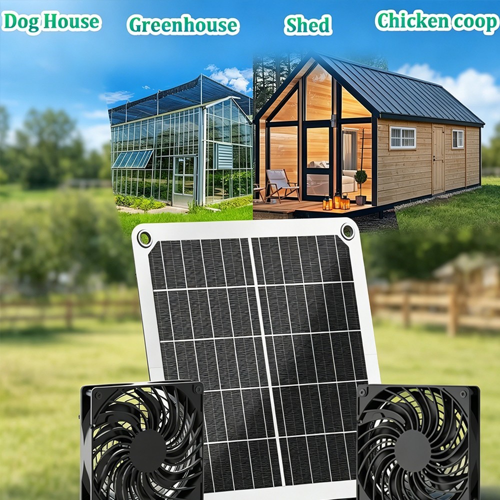 Solar-powered dual-fan intelligent ventilation system,suitable for chicken coops