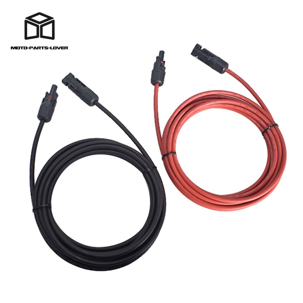 1 Pair 10 Feet Black And Red Solar Panel Extension Cable Wire Connector 12AWG