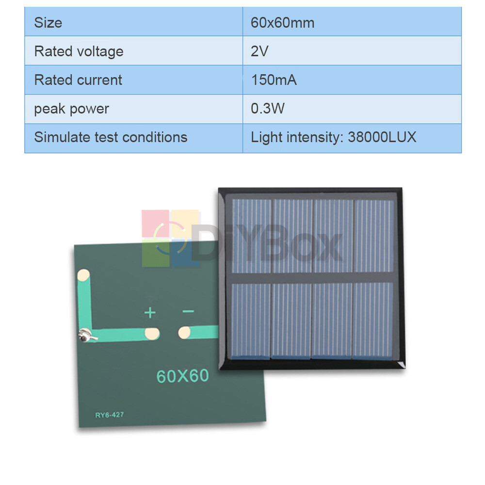 Mini Mono Solar Panel Small Solar Cell PV Module Charger 0.5V-12V 100mA-300MA