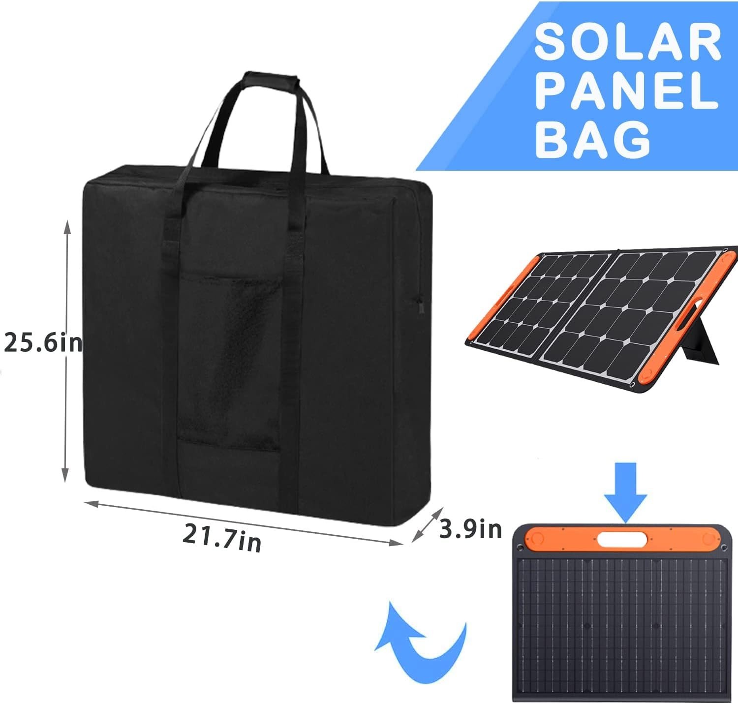 Durable Dustproof Solar Panel Carry Case – 600D Oxford Fabric, Black 21.7”