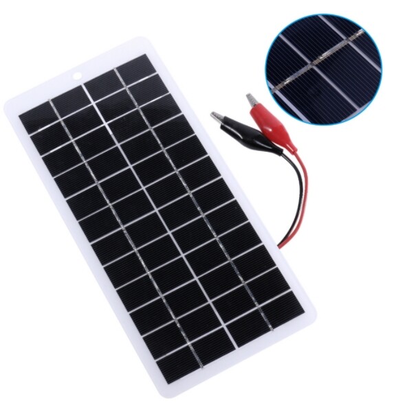 5W 12V polycrystalline silicon solar panel with clip can charge 9-12V batteries