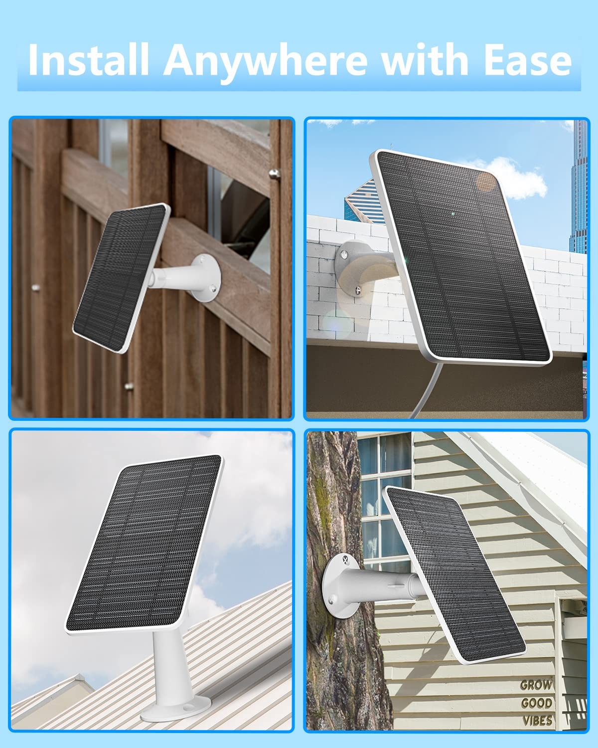 Solar Panel for Security Camera, 5W Solar Panel Charger Compatible with Eufyc…