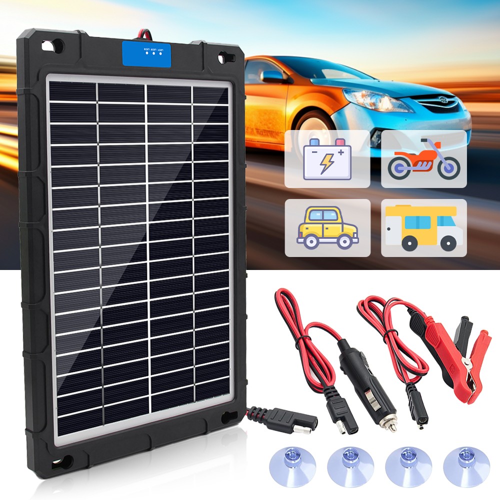 12V Solar Battery Trickle Charger 15W-40W Solar Panel Maintainer for Car RV Boat