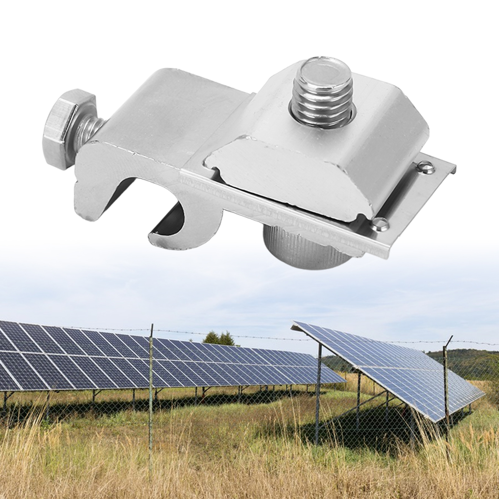 10Pcs Solar Panel Ground Clamp Aluminum Alloy M6 Lug PV Cable Coupling For Wire