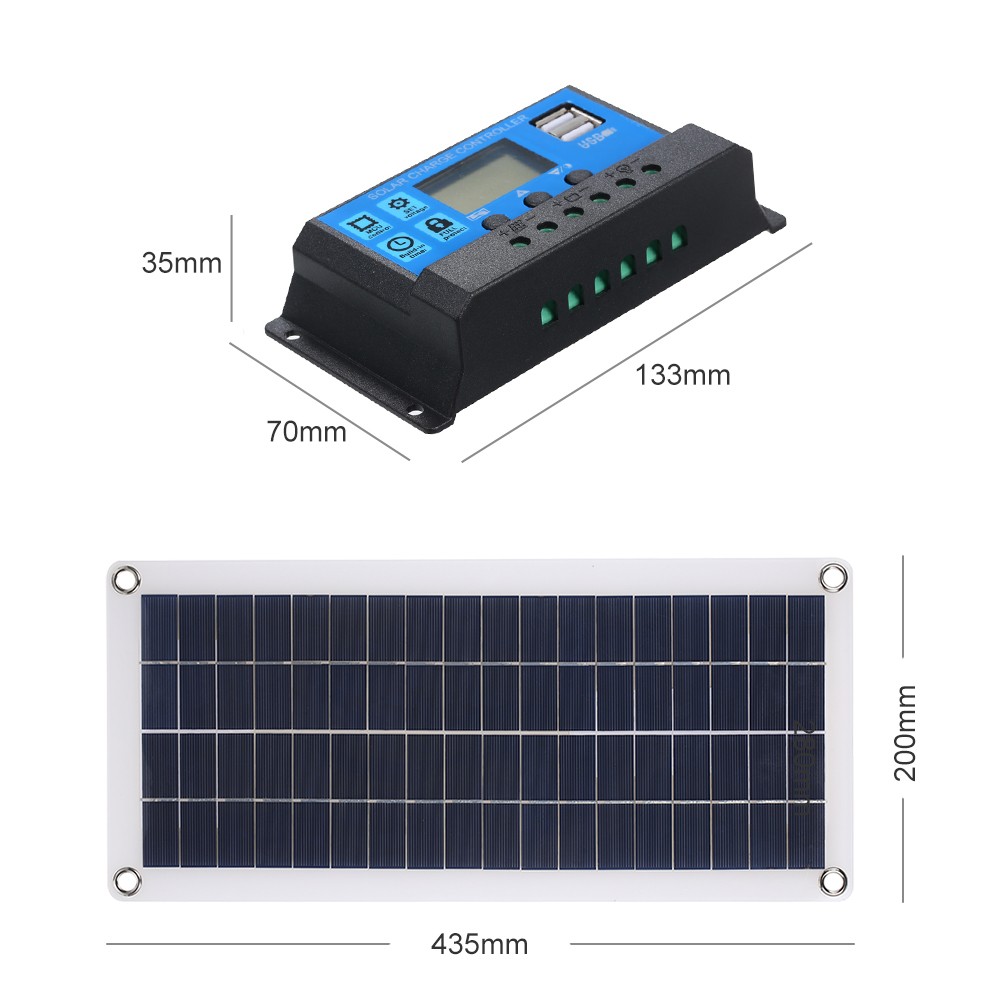 DC 5V/18V Dual Output 20W Solar Panel With 2 USB Ports & Car Charge IP65 MJTW
