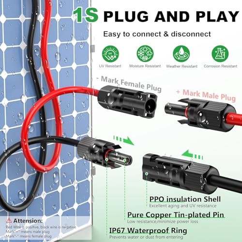 100FT 10AWG Solar Extension Cable Oududianzi Pair
