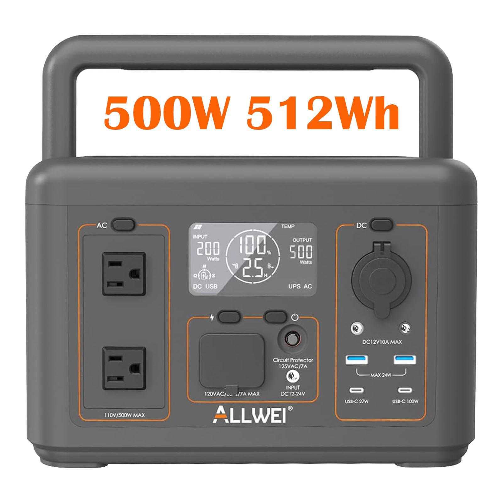 500W 512Wh Portable Solar Generator Station LiFePO4 Battery Power Bank