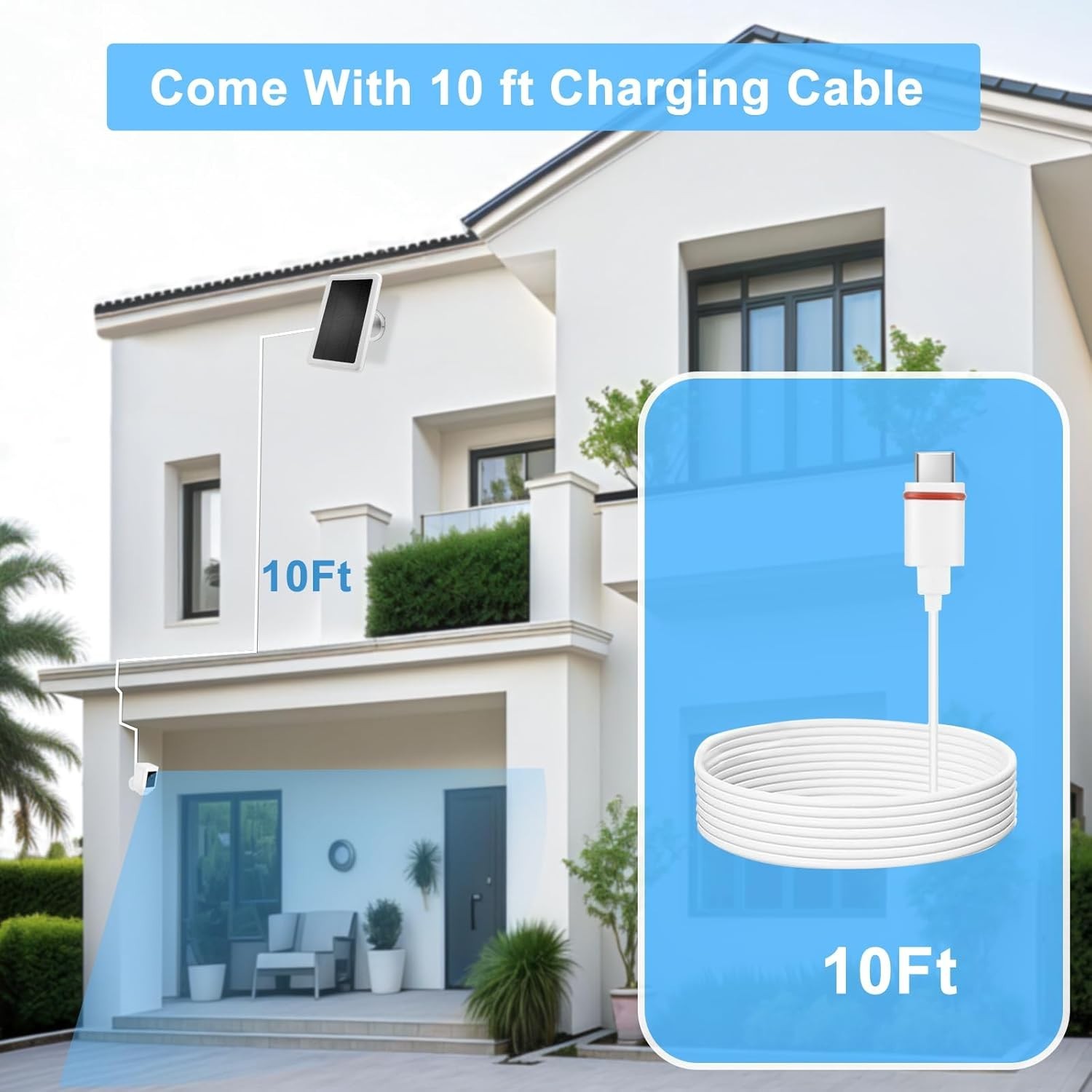 5W Solar Panel Charger for Ring Camera, Compatible with Ring Stick up Cam/Pro Ba