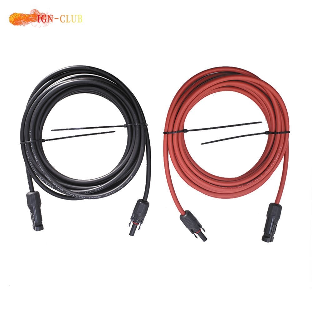 1 Pair 25 Feet Black + Red 12 AWG Solar Panel Extension Cable Wire Connector