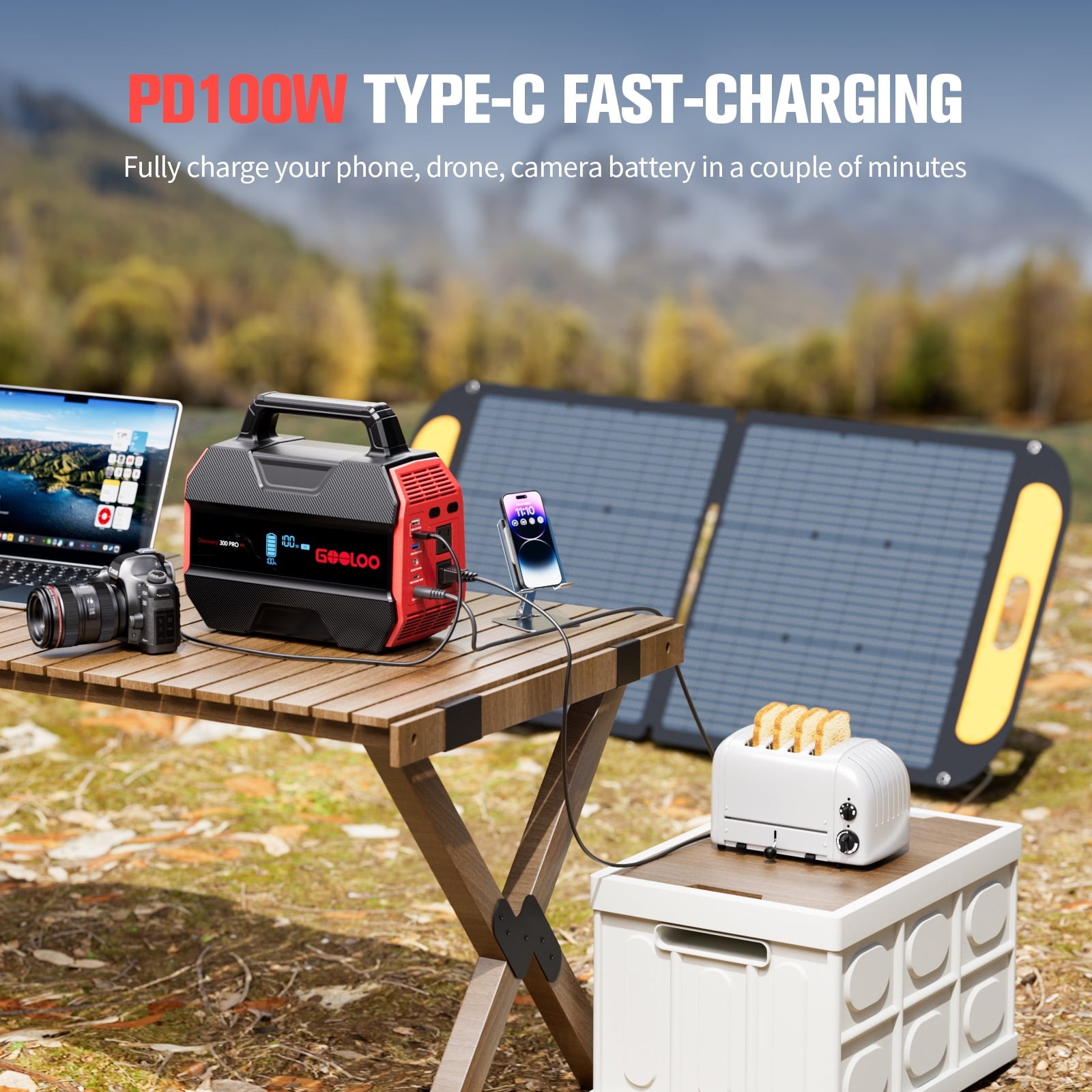 GOOLOO Discovery 300 PRO Power Station 230Wh Solar Generator with 300W AC Output