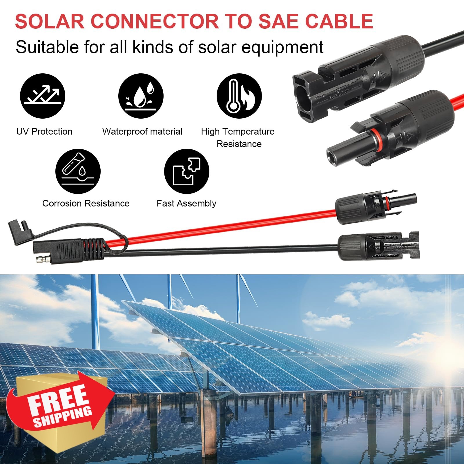 MOOKEERF 75FT Solar Panel SAE Adapter Cable