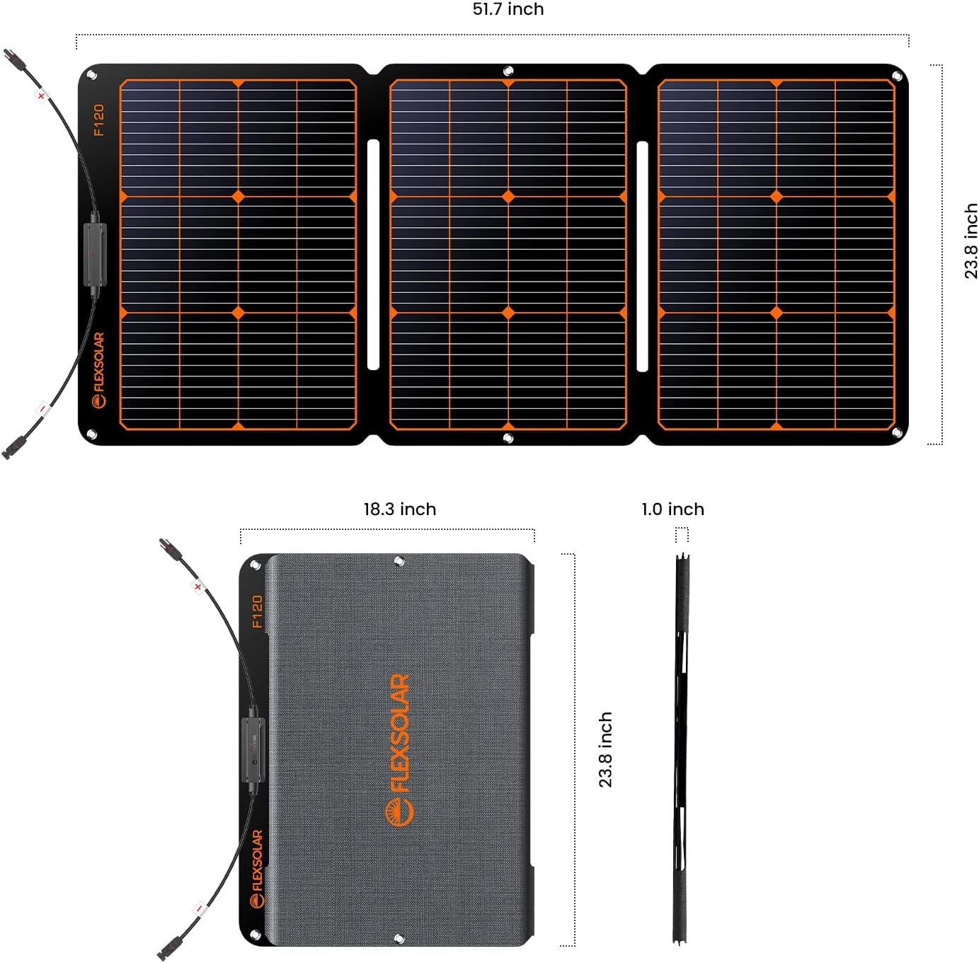120W Portable ETFE Solar Panels for Power Station Generators, IP68 Waterproof