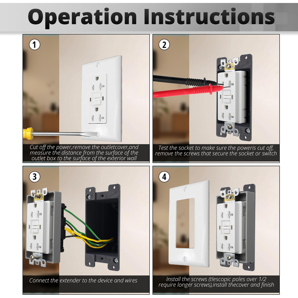Electrical Box Extender Standard Household Fit Heat-resistant ABS Plastic