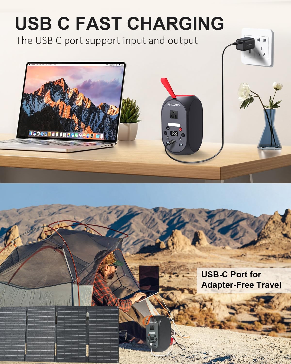 99Wh Portable Power Station, 120W (Peak 200W) LiFePO4 Battery Bank Backup, AC…