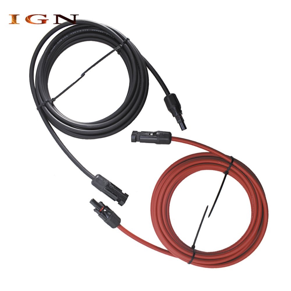 High Quality 10 AWG 15ft 1 Pair Solar Panel Extension Cable Wire Connector