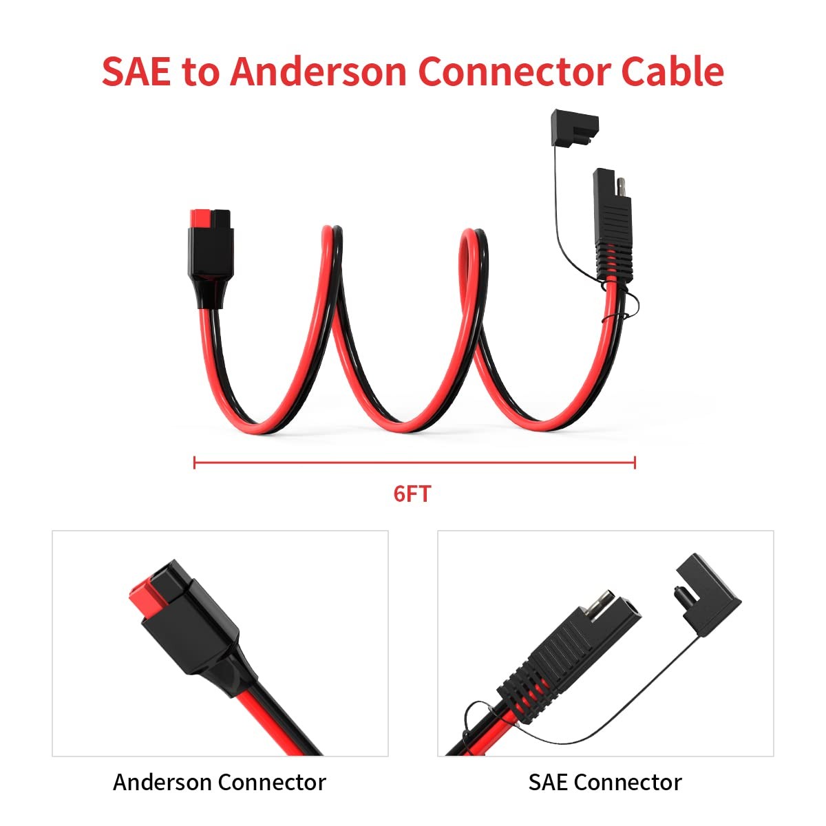 ELFCULB SAE to 45A Power Connector Cable Compatible with Anderson 10AWG 6FT |…