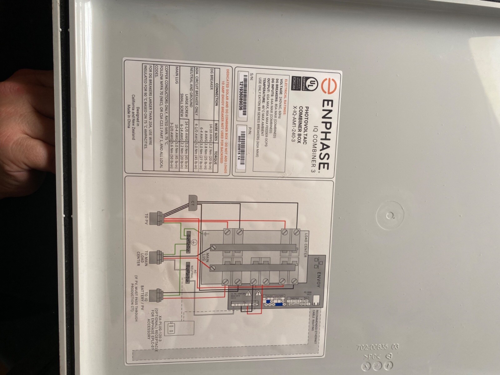 We have ten 320 watt solar panels, the control panel, electrical disconnect pane