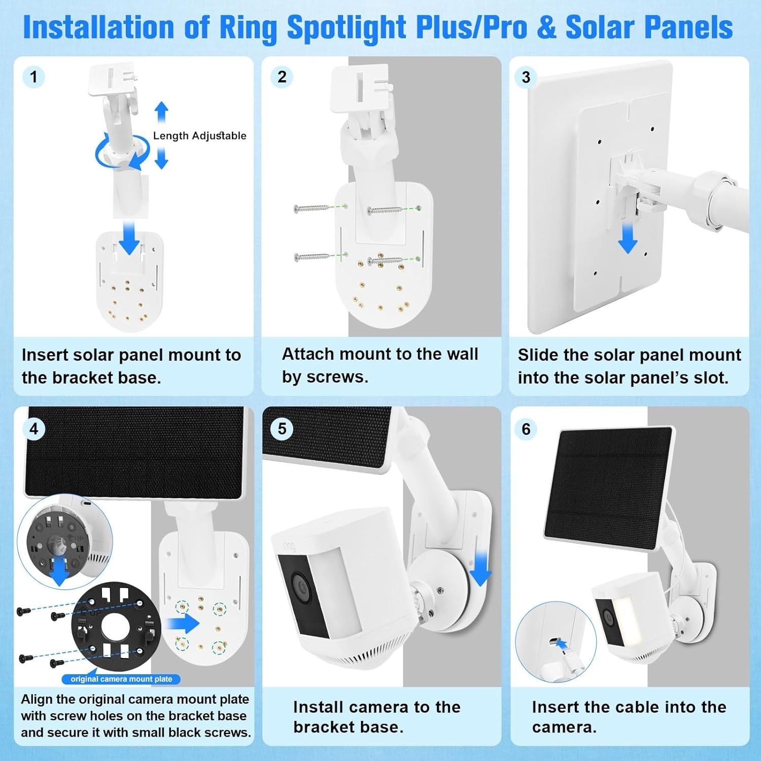 Solar Panel for Ring Camera Spotlight Cam Plus/Pro(Battery) & Stick Up Cam/Pro B
