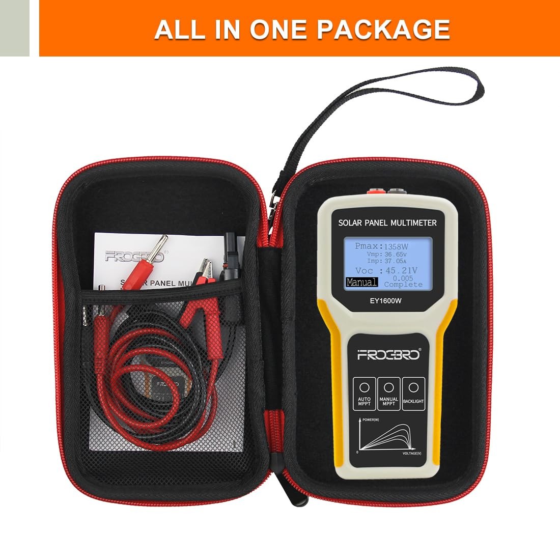 FrogBro Upgrade Solar Panel Tester Photovoltaic Multimeter Upgrade 1600W with…