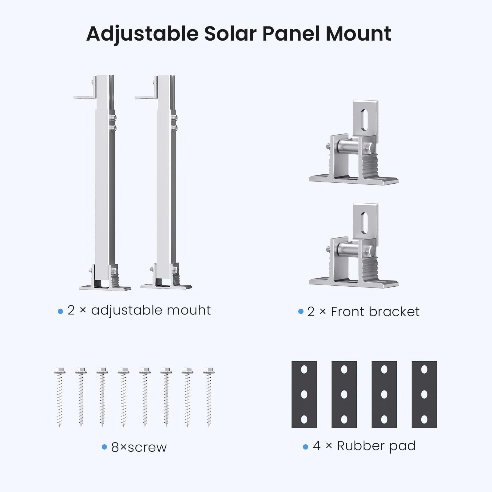 Adjustable Solar Panel Tilt Mount Brackets, Aluminum, 15°-30° for 50-400W, RV, B