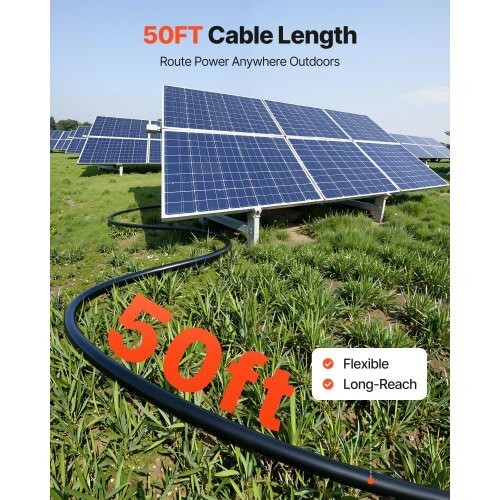 VEVOR Solar Panel Wire 10 AWG 100 ft Red Black Extension Cable PV Copper IP67