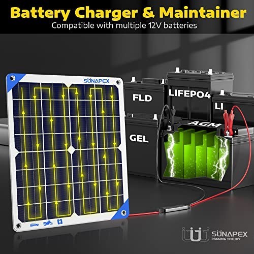 Solar Battery Charger Maintainer, 20W 12V Portable Waterproof Solar Panel Trickl