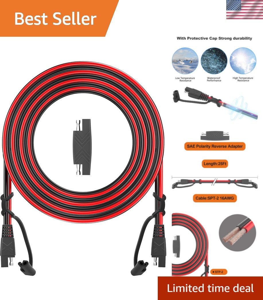 12FT Heavy-Duty SAE Extension Cable – Water Resistant Quick Disconnect Connector
