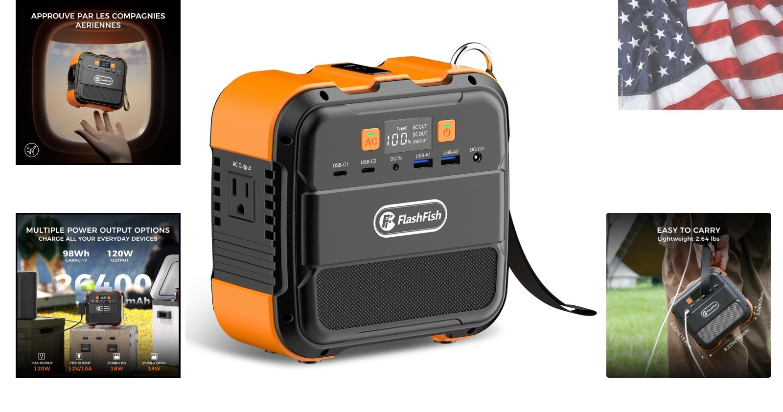 Portable Power Station 120W, 98Wh Backup Power Battery Pack With AC, DC, Type…