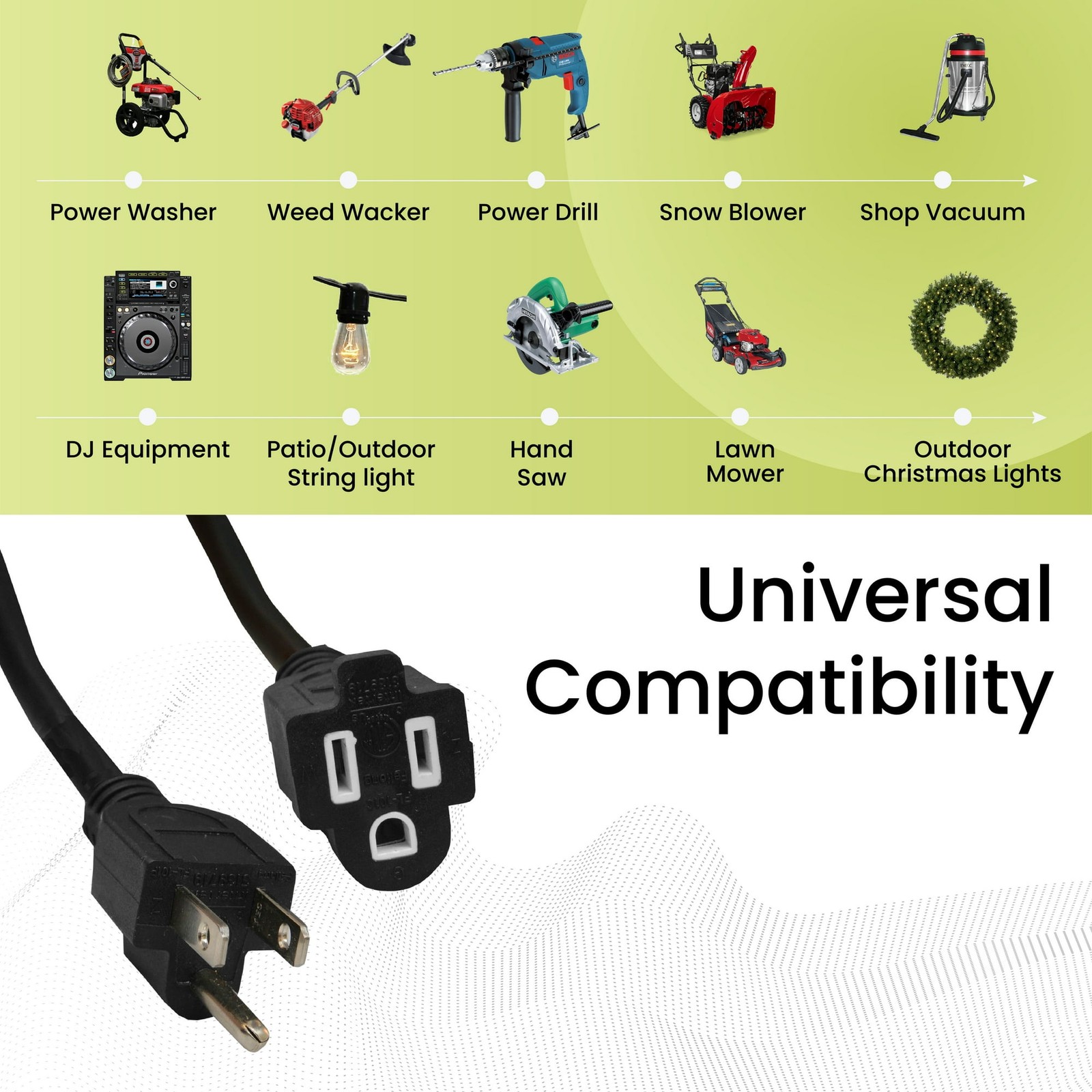 GoGreen Power Inc. 16/3 100ft Black Outdoor Extension Cord – Heavy Duty, Moistur