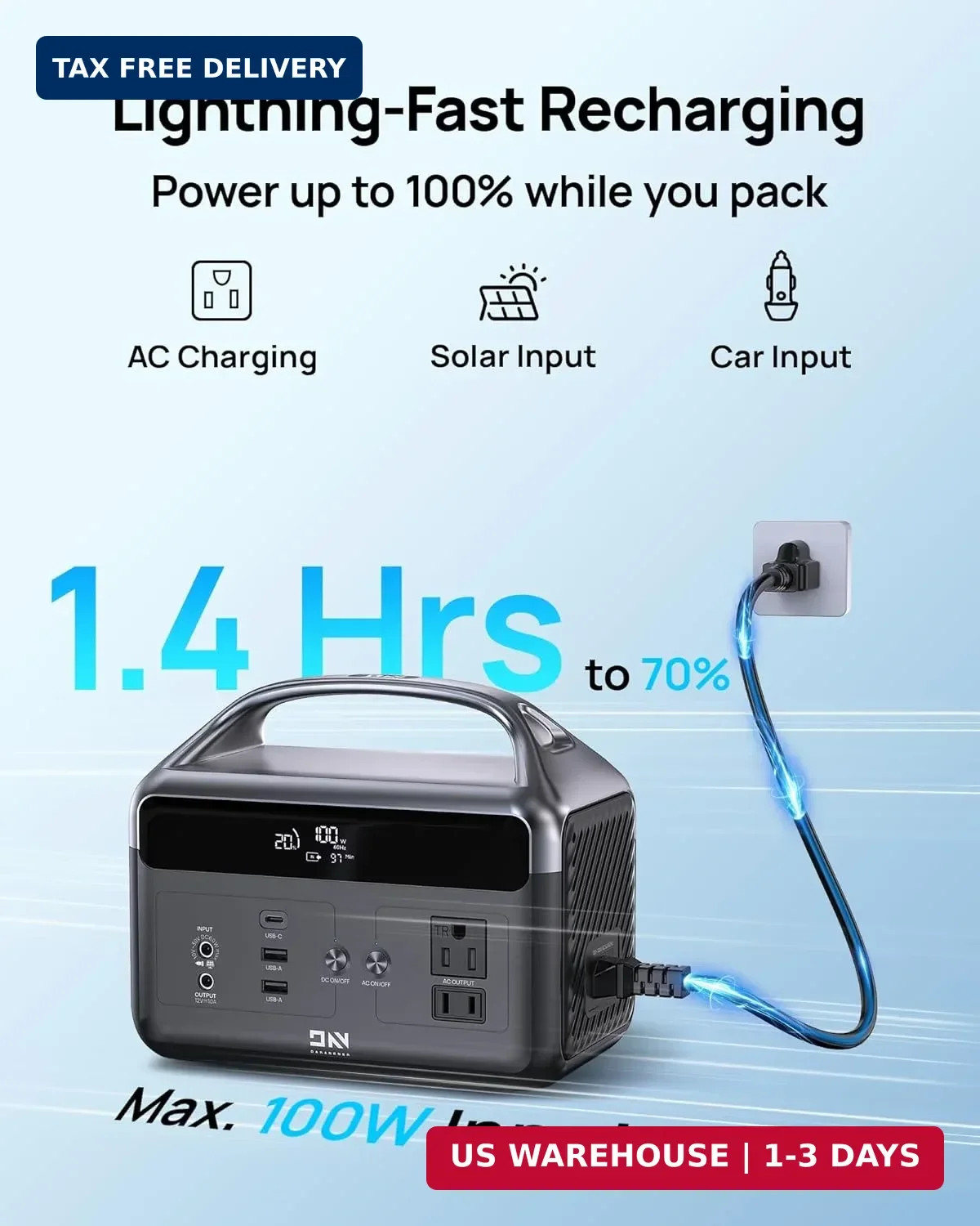 DaranEner Portable Power Station, 192Wh LiFePO4 Battery Backup Solar Generator w