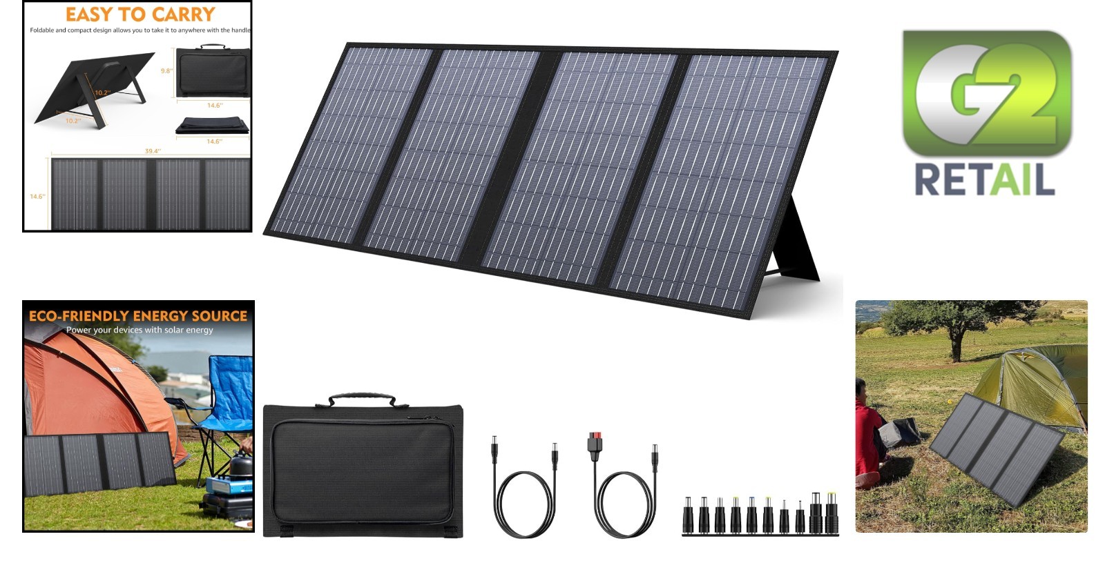 60W High-Efficiency Solar Panel with 11 Connectors for Camping Adventures