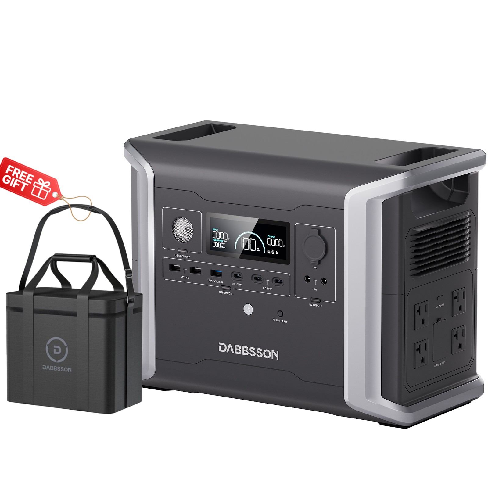 Dabbsson 1330Wh 1200W Portable Power Station LiFePO4 Battery Solar Generator