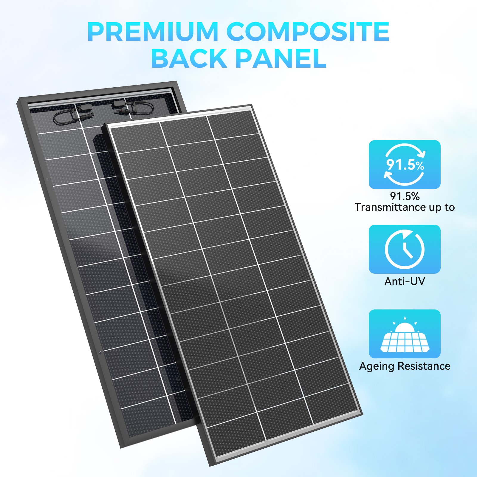 200W Bifacial 2Pack Solar Panel 12V Solar Battery Home PV Off-Grid Boat Solar RV