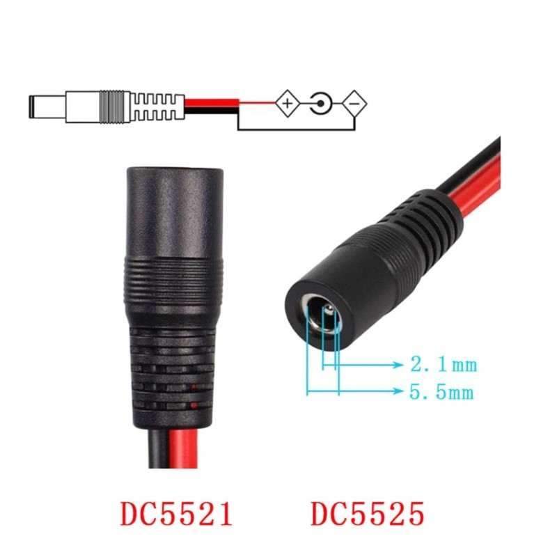 DC5521 Barrels Female Power Cable, Solar Panel Connectors to DC5.5X2.1Mm Wire
