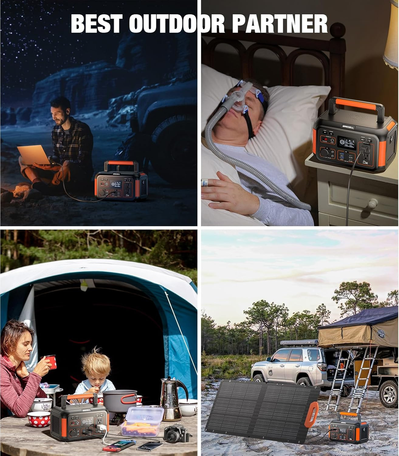 GRECELL 500W Portable Power Station 444Wh Solar Generator with 110V Pure Sine Wa