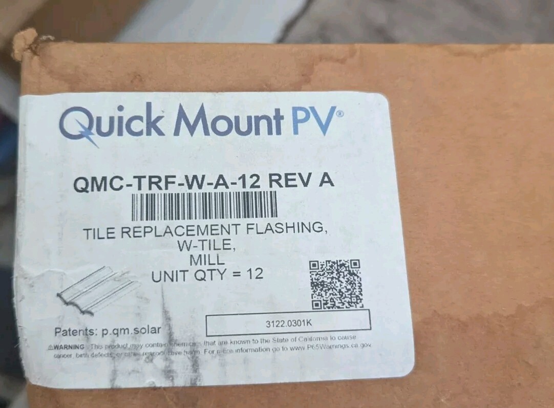 Quick Mount Pv Qmc-trf-w-a-12 Rev A Tile Replacement Flashing, W-tile,box Of 12