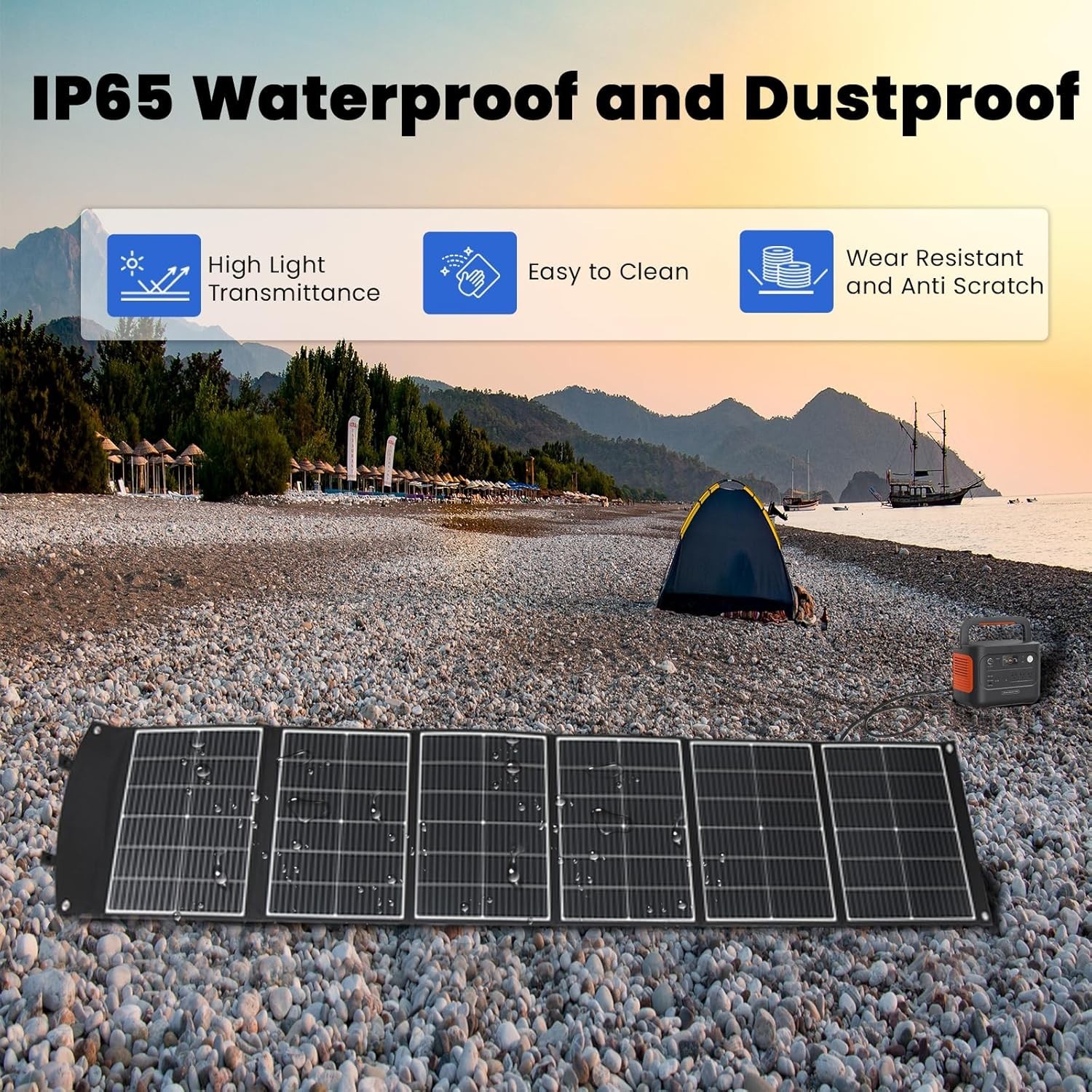 200W Foldable Solar Panel IP65 USB-C for Phone Laptop Charger Power Station