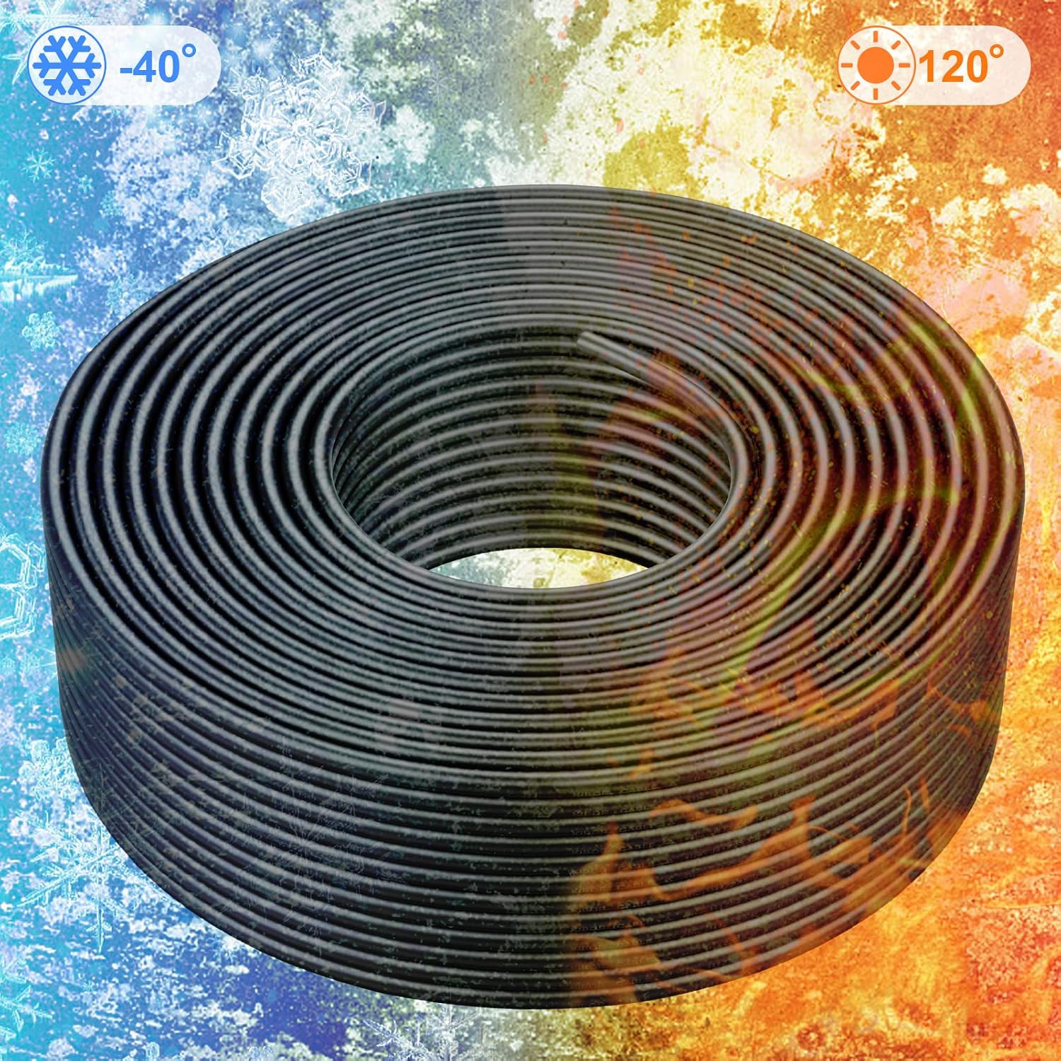 Solar Panel Wire – 200FT Black Tinned Copper Wire, 10AWG (6Mm²) PV Wire Solar Ex