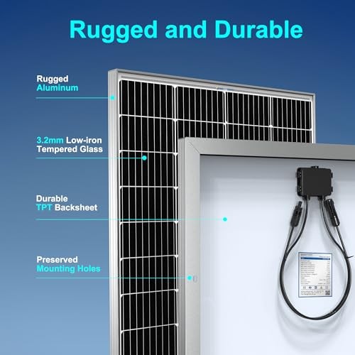 ACOPOWER SOLAR PANEL 200W 24 VOLT MONOCRYSTALLINE HIGH EFFICIENCY – SILVER/WHITE