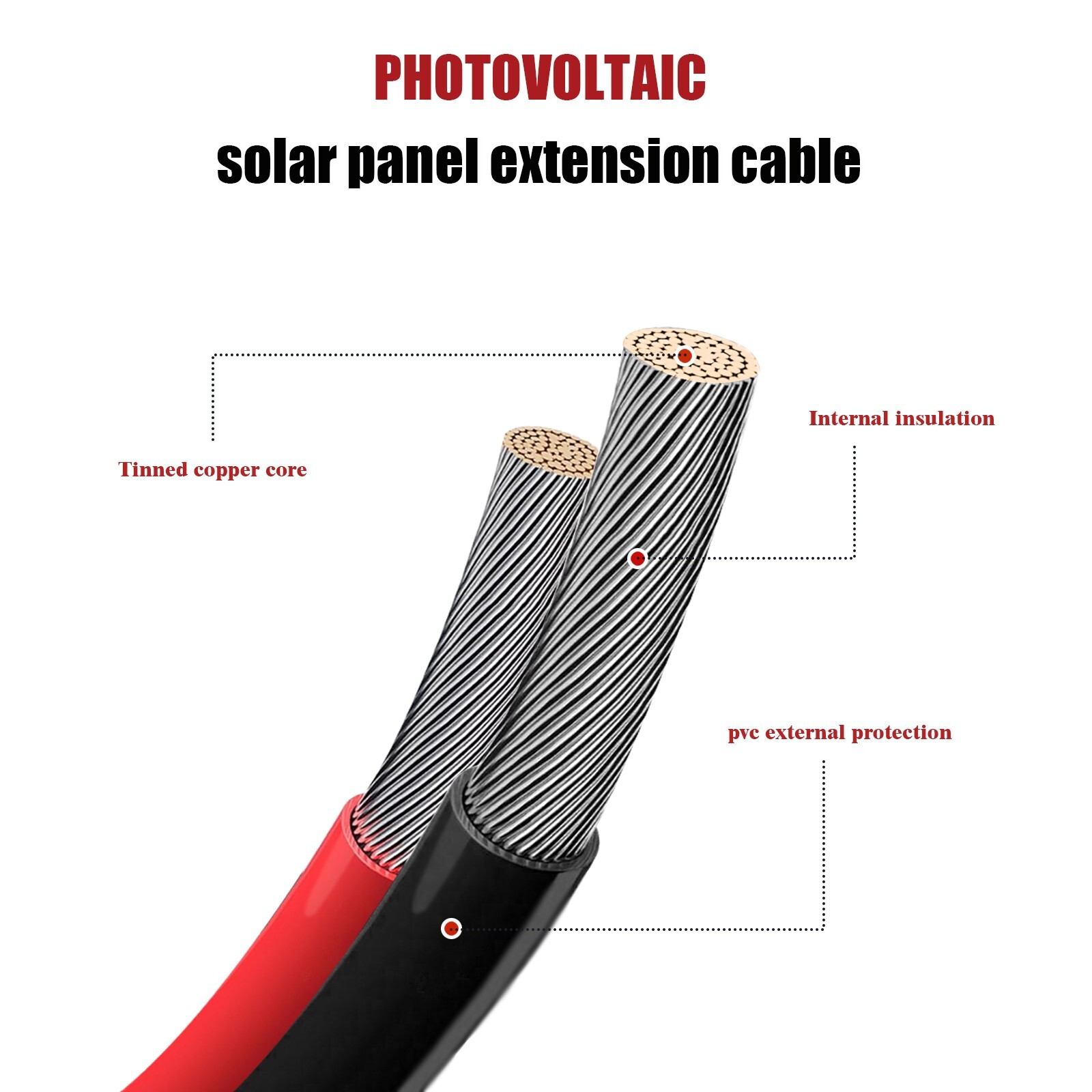 MHPOWOS Solar Panel Extension Cable 20FT 12AWG Female and Male Solar Connectors