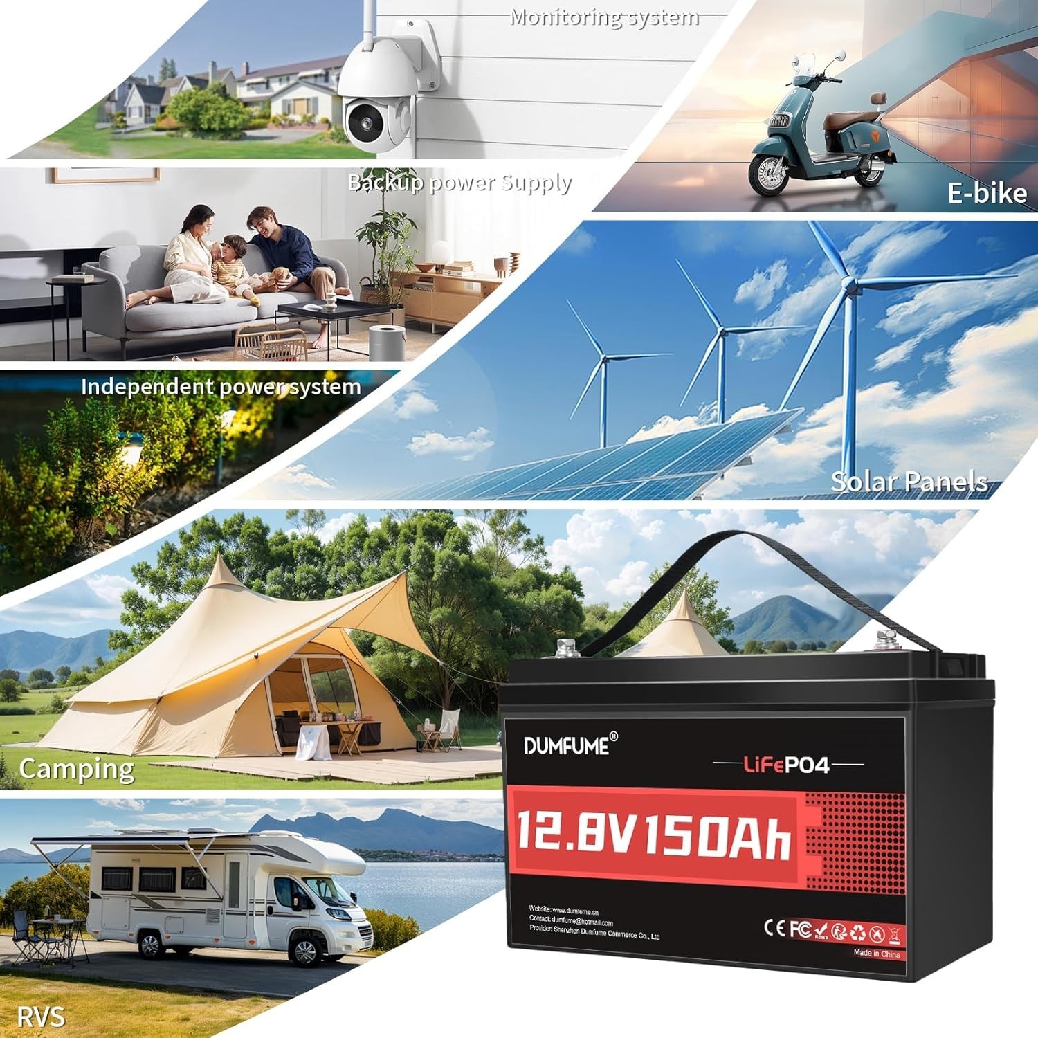 12V 150Ah LiFePO4 Lithium Battery 100A BMS, 1920Wh 8000+ Cycle for RVs Off-Grid