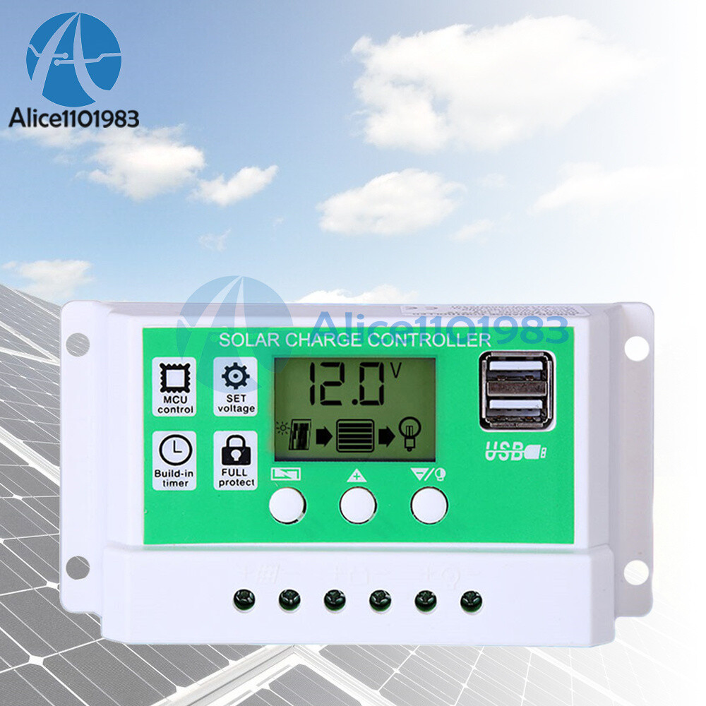 12V 24V 10A/20A/30A Solar Panel Regulator Charge Controller Battery Dual USB PWM