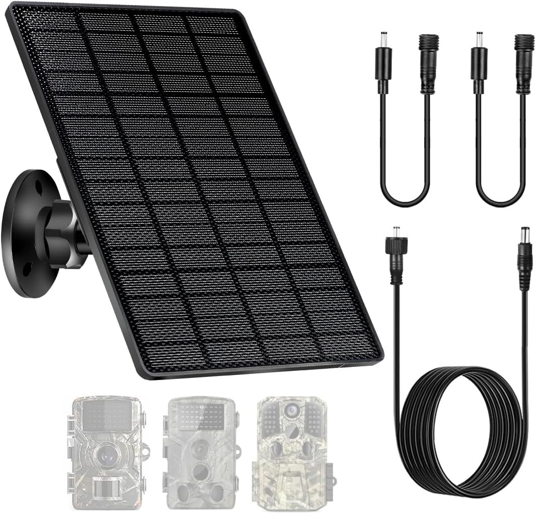 Durable 6W Solar Panel for Trail Camera – 360° Bracket & Rechargeable Battery