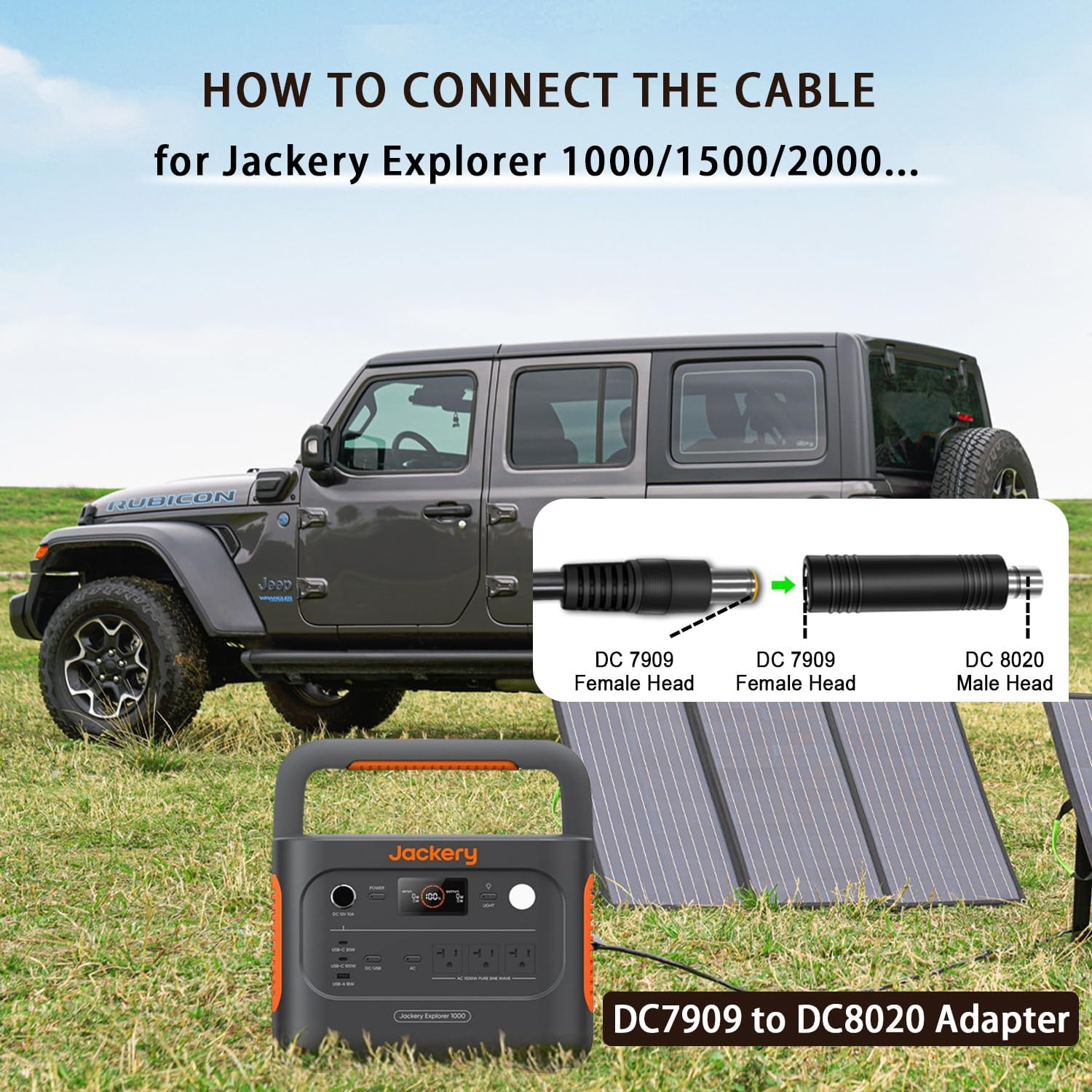 6FT Solar Connector to DC 8Mm Adapter Cable for Jackery Explorer 3000 2000 1500